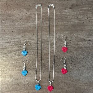 Louis Vuitton Red or Blue Heart Charms with unbranded chain and hooks.